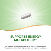 White capsule supplement pill on green gradient background with "New Capsule Look" text.