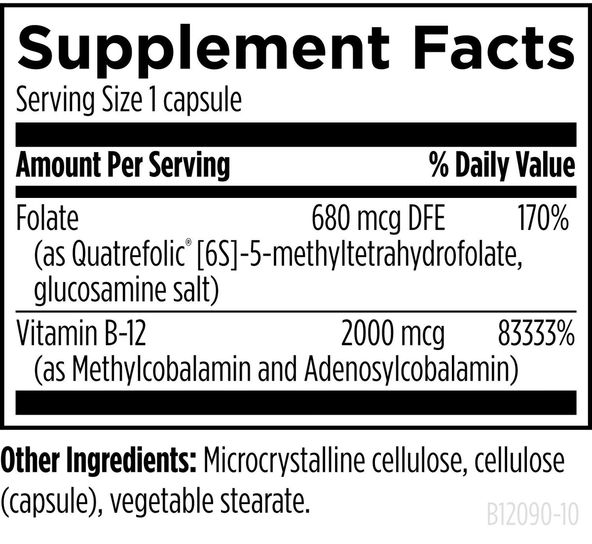 Ultra B12-Folate, 90 Veg Capsules, by Designs For Health