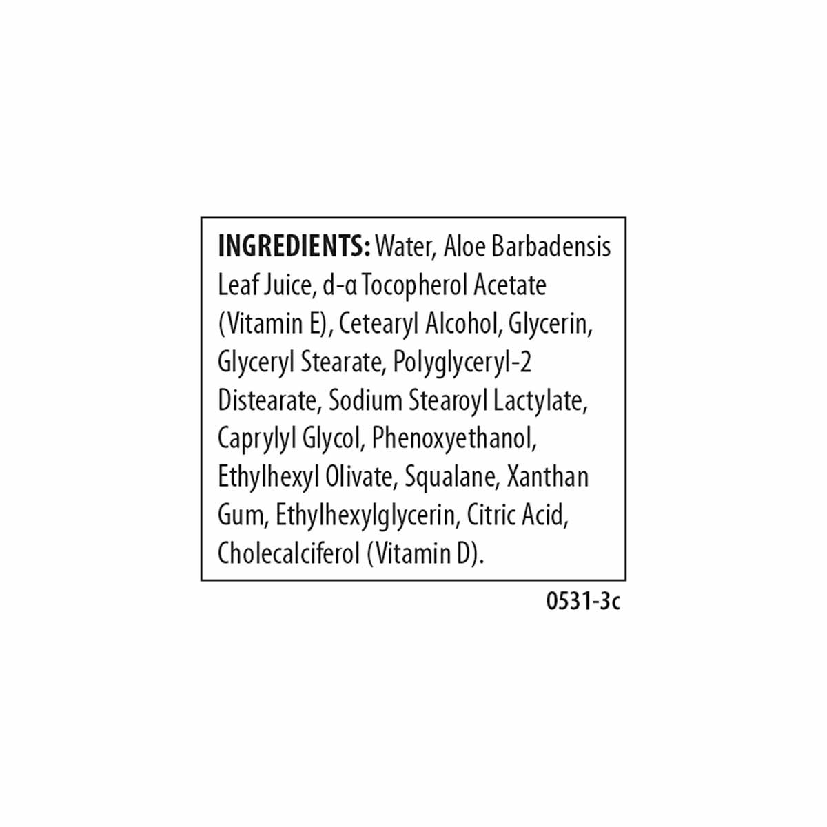 ADE Cream ingredient list by Carlson Labs including vitamins E and D, aloe vera, glycerin, and other emollients.