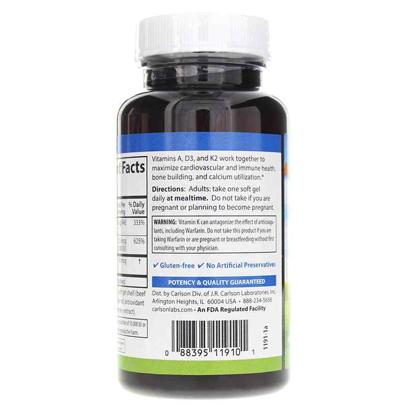 A-D3-K2, 120 Softgels, by Carlson Labs, image #3