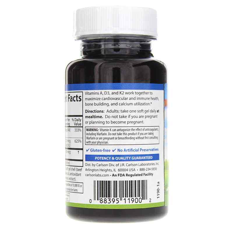 A-D3-K2, 60 Softgels, by Carlson Labs, image #3