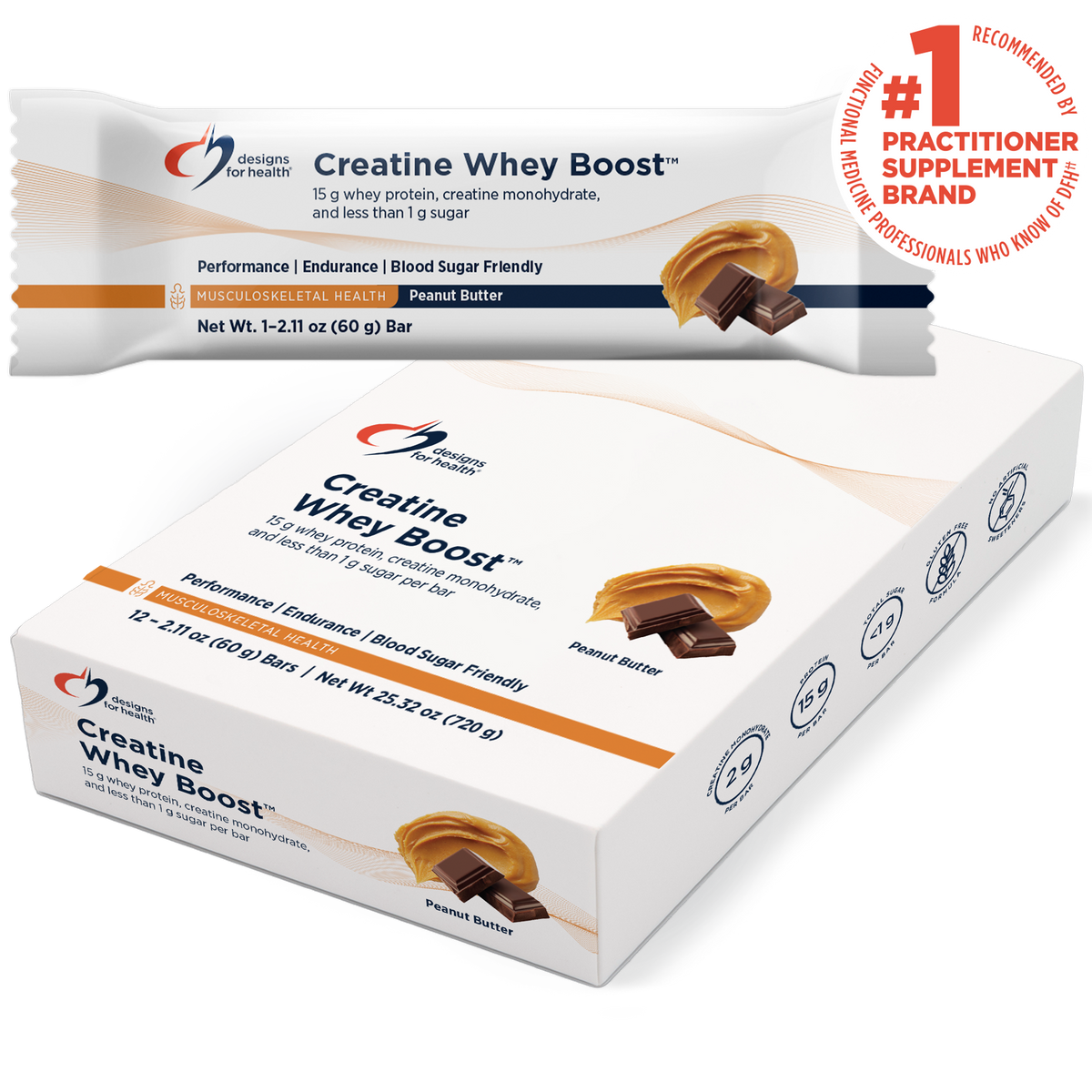 Creatine Whey Boost Peanut Butter Bars (Formerly FX Yes Whey!!!), by Designs For Health