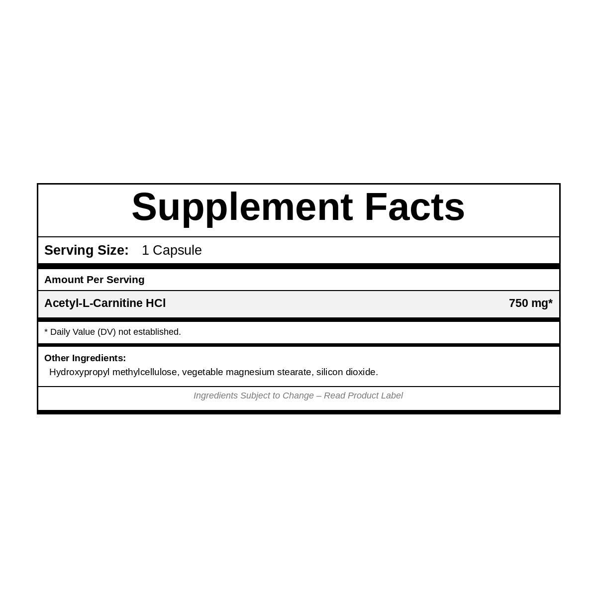 Acetyl-L-Carnitine, 60 Capsules, by NutriDyn