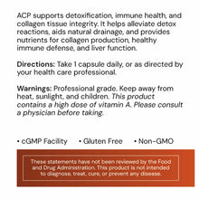 Bottle of ACP Vitamin capsules by Systemic Formulas with product information and warnings displayed on label.