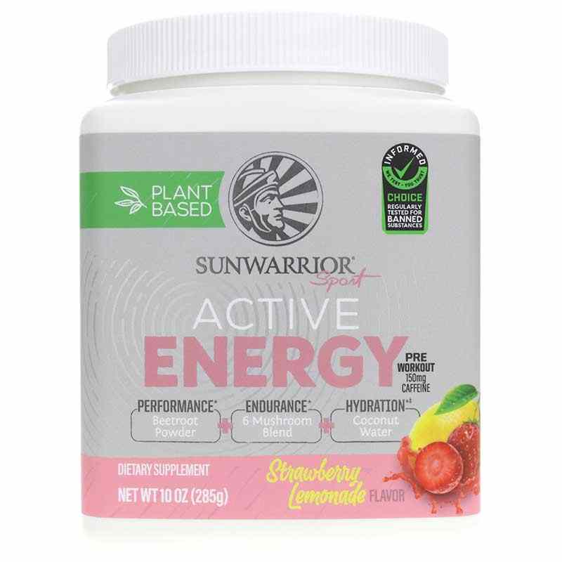 Active Energy Pre Workout, Strawberry Lemonade, 10 Oz, by Sunwarrior