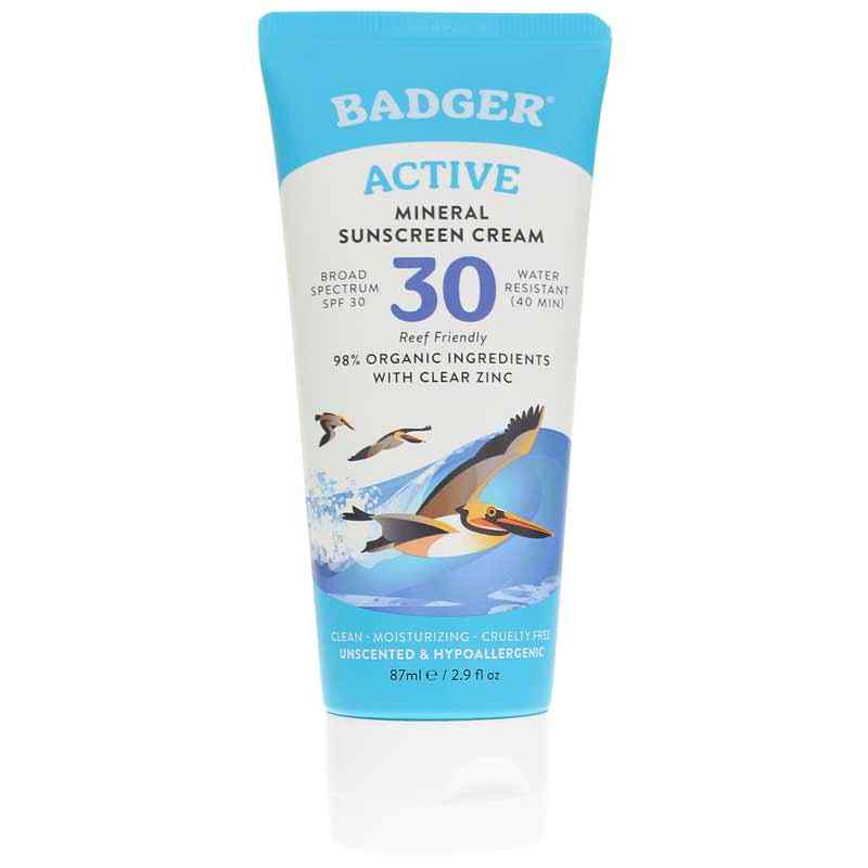 Active Mineral Sunscreen Cream SPF 30, Badger – Natural Healthy Concepts