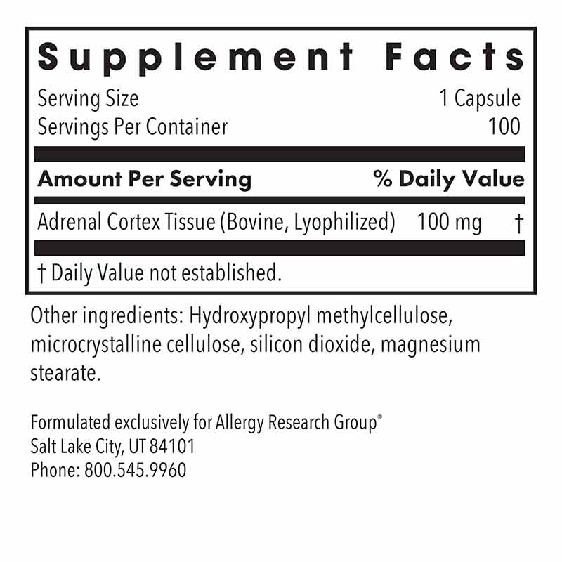 Adrenal Cortex Natural Glandular, by Allergy Research Group, image #3