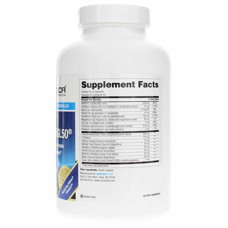 AdrenaMed GL50, 180 Capsules, by NuMedica, image #2