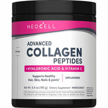 NeoCell Advanced Collagen Peptides powder in black container with pink and white label, 6.9 oz.