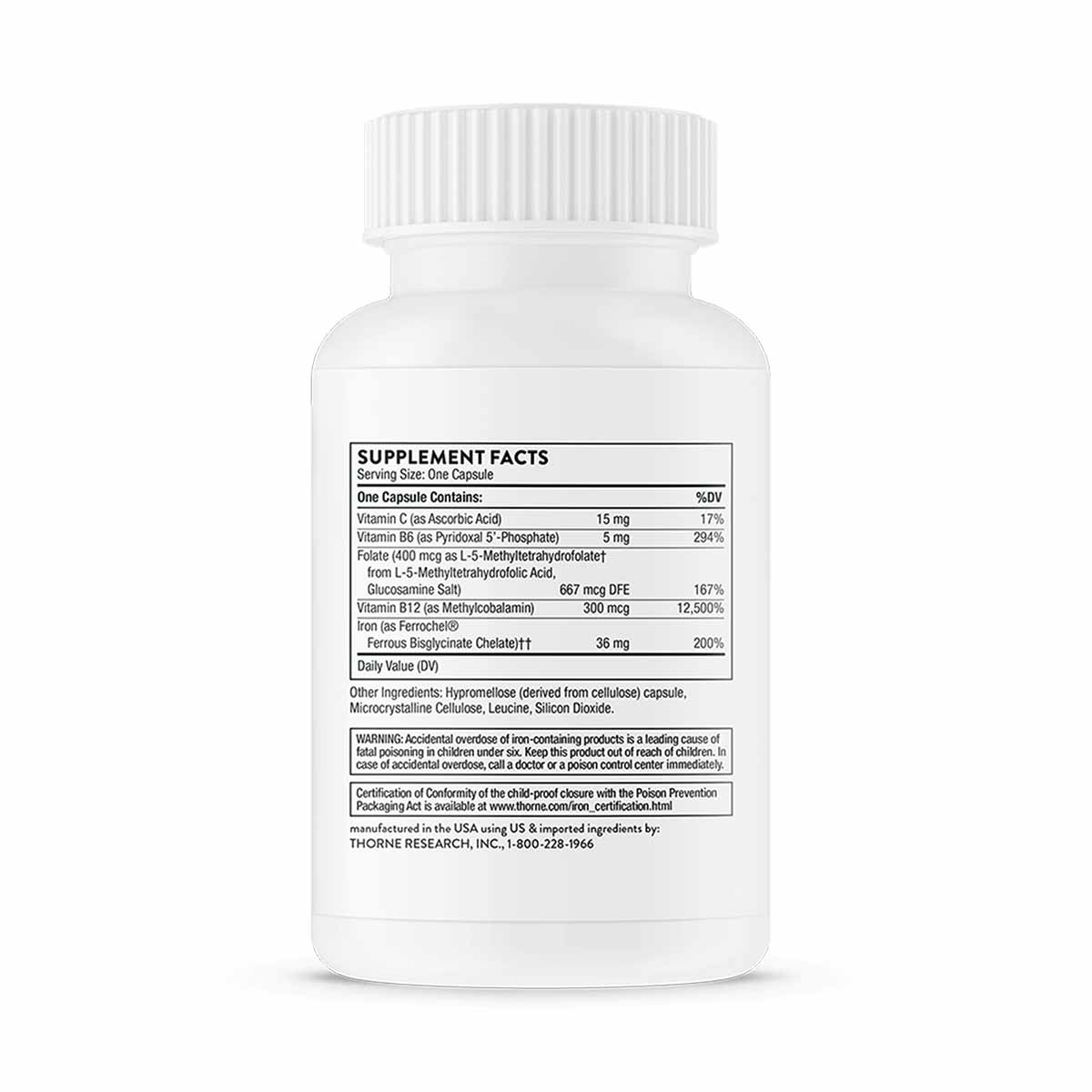 Advanced Iron Complex (formerly Ferrasorb), 60 Veg Capsules, by Thorne Research