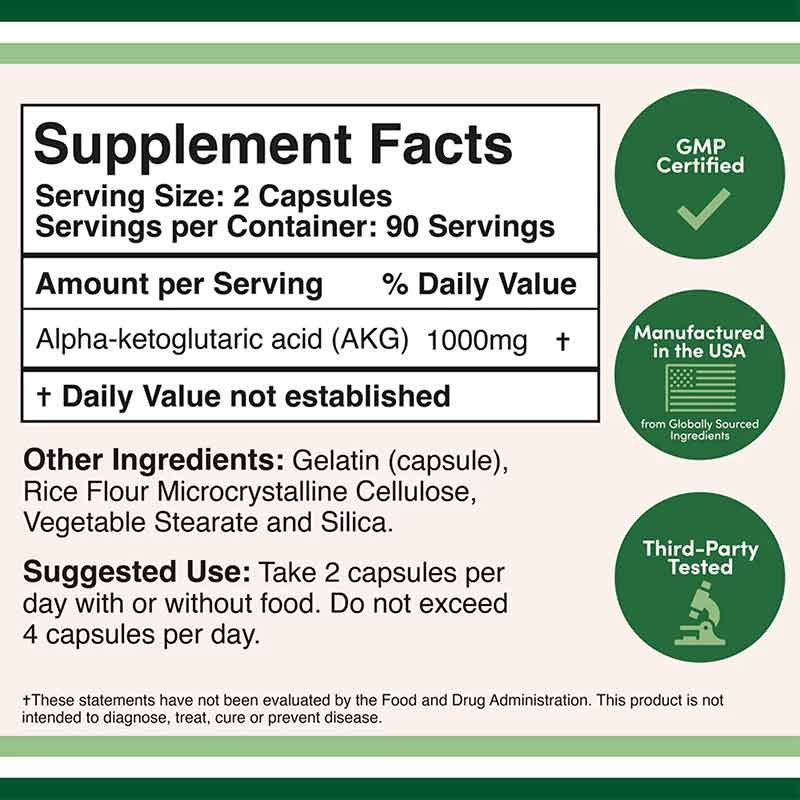 AKG Alpha Ketoglutaric Acid, 180 Capsules, by Double Wood Supplements, image #4