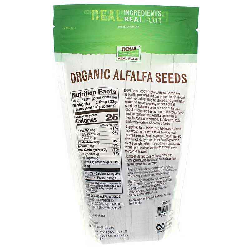 Alfalfa Seeds for Sprouting Organic, by NOW Foods, image #2