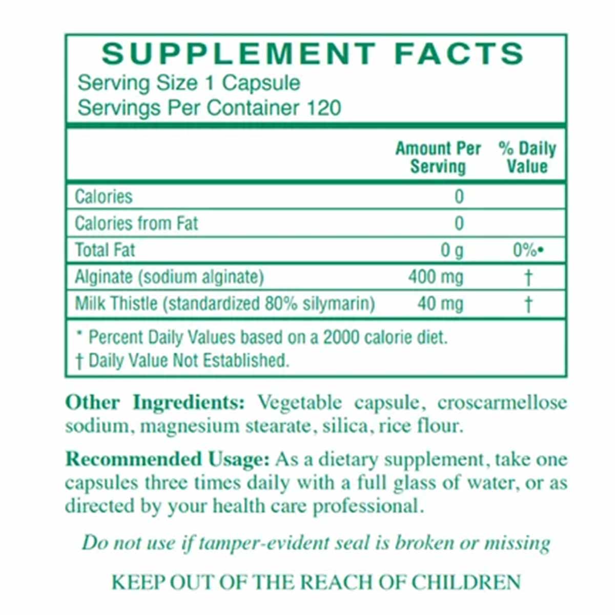 Alginate Plus Detox Supplement, 120 Veg Capsules, by Rx Vitamins
