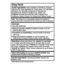 Drug Facts label for Allergena Fragrance homeopathic dilution showing active ingredients, purpose, warnings, and directions f