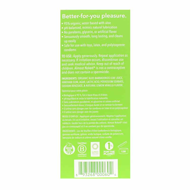 Almost Naked Organic Personal Lubricant, Good Clean Love Natural Healthy Concepts Almost Naked Organic Personal Lubricant, Good Clean Love Natural Healthy Concepts