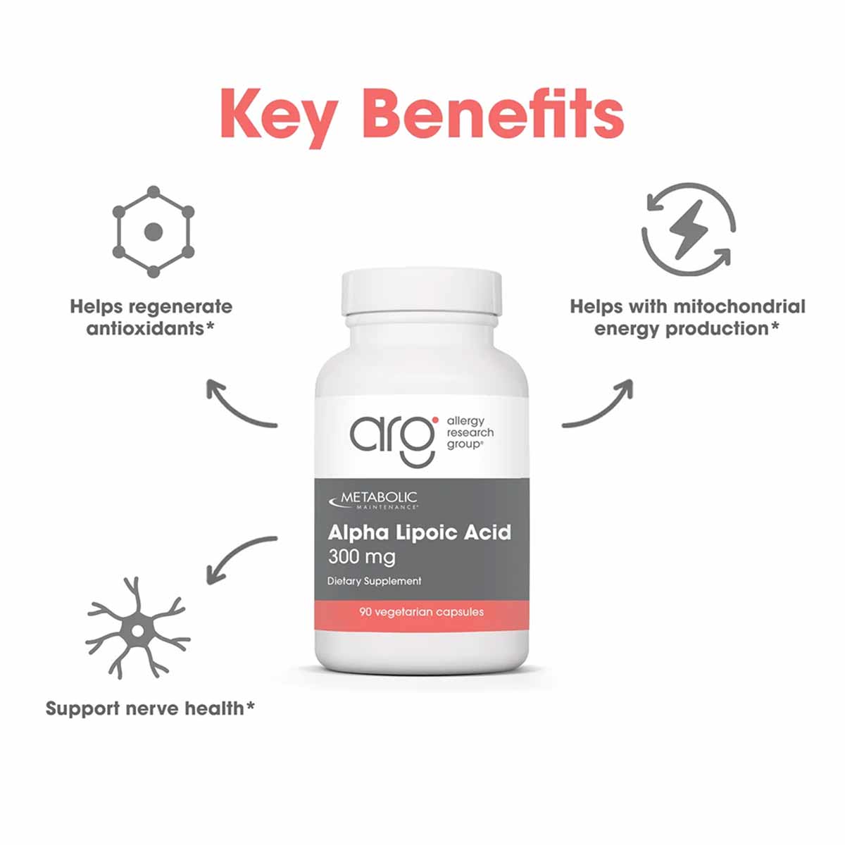 Alpha Lipoic Acid 300 Mg, 90 Capsules, by Allergy Research Group