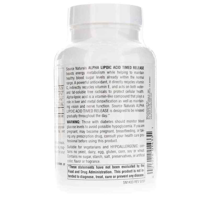 Alpha Lipoic Acid 300 Mg Timed Release Tablets, 120 Tablets, by Source Naturals, image #3