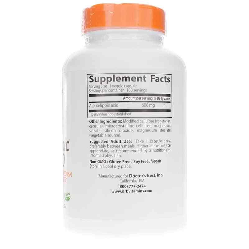 Alpha Lipoic Acid 600 Mg, 180 Veg Capsules, by Doctors Best, image #2