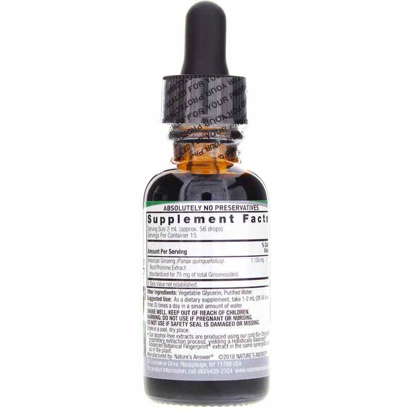 American Ginseng Alcohol-Free, by Natures Answer, image #2