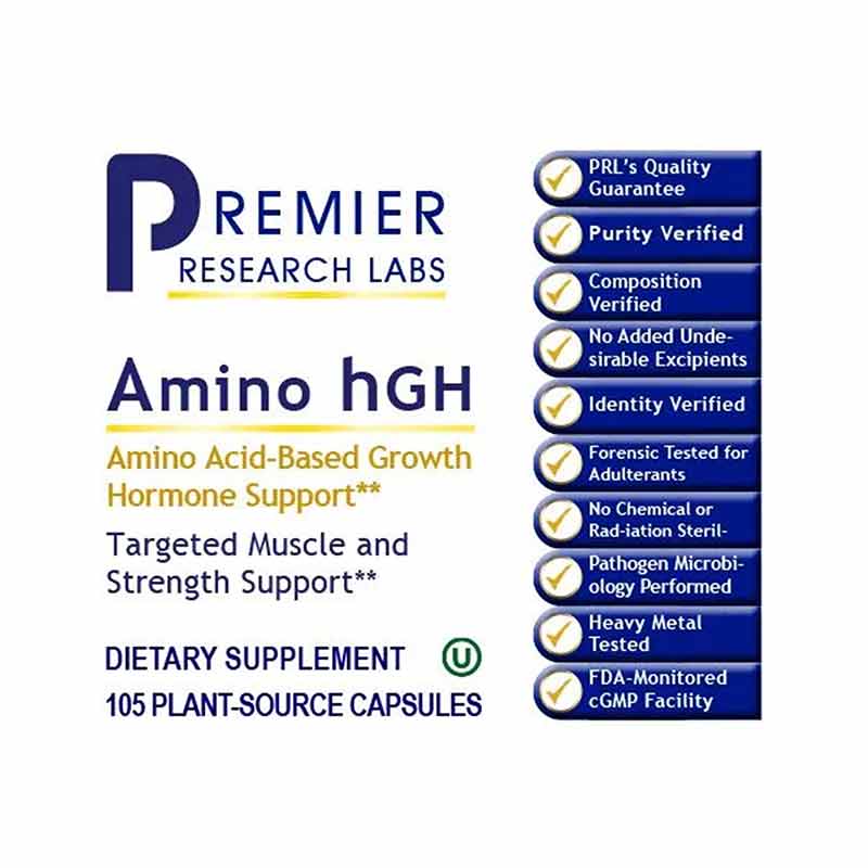 Amino hGH Growth Hormone Support, by Premier Research Labs, image #2