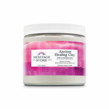 Heritage Store Ancient Healing Clay pore-cleansing mask in pink, 16 oz jar with white lid.