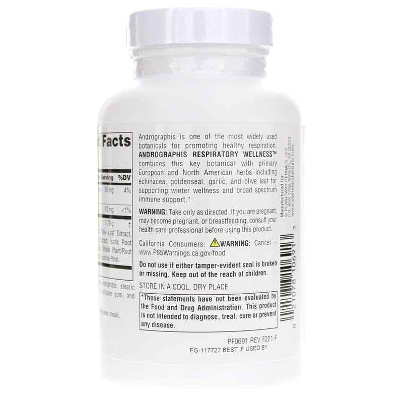 Andrographis Respiratory Wellness, 120 Tablets, by Planetary Herbals, image #3