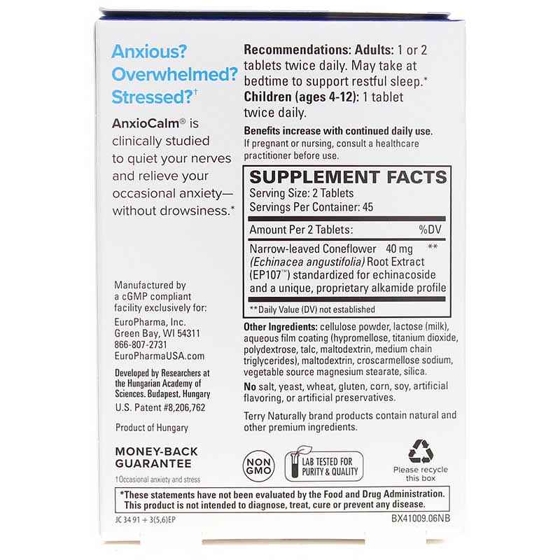 AnxioCalm, 90 Tablets, by Terry Naturally, image #3