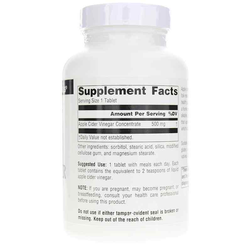 Apple Cider Vinegar 500 Mg, 180 Tablets, by Source Naturals, image #2