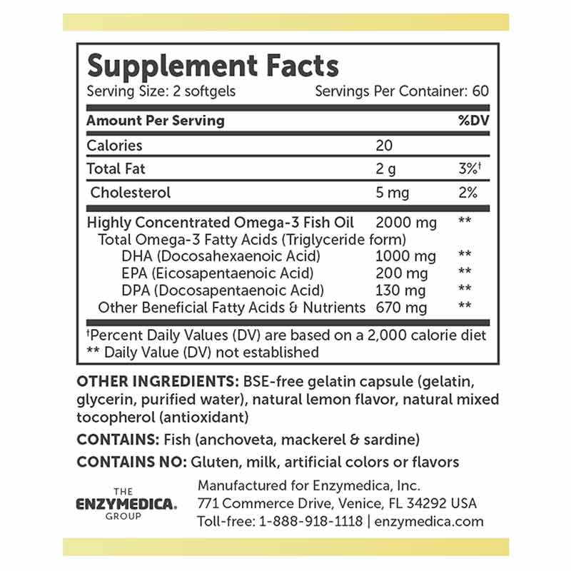 Aqua Biome Fish Oil Maximum Strength, 120 Softgels, by Enzymedica, image #2