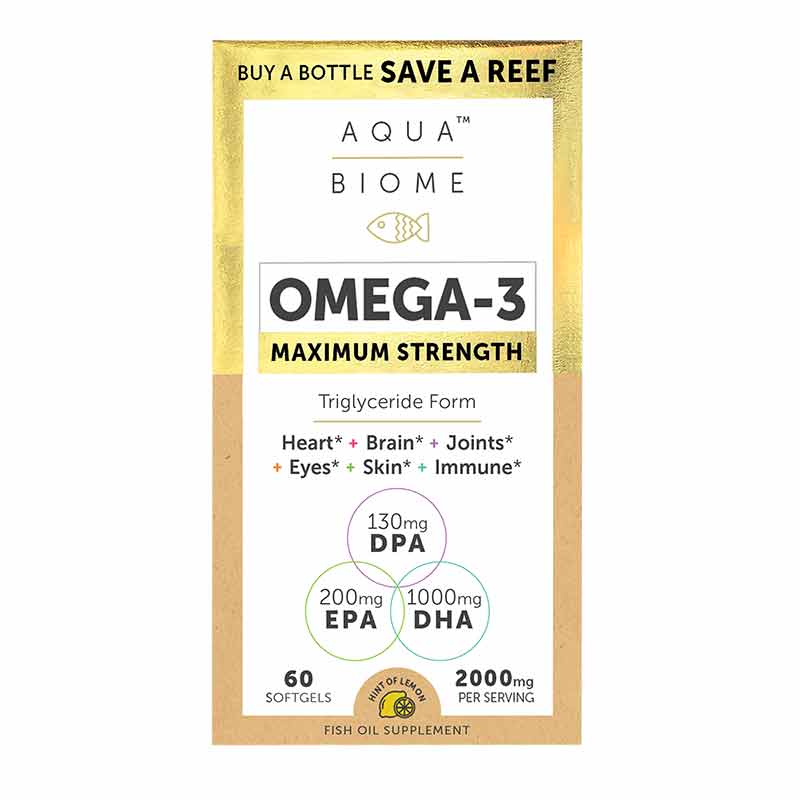 Aqua Biome Fish Oil Maximum Strength, 60 Softgels, by Enzymedica