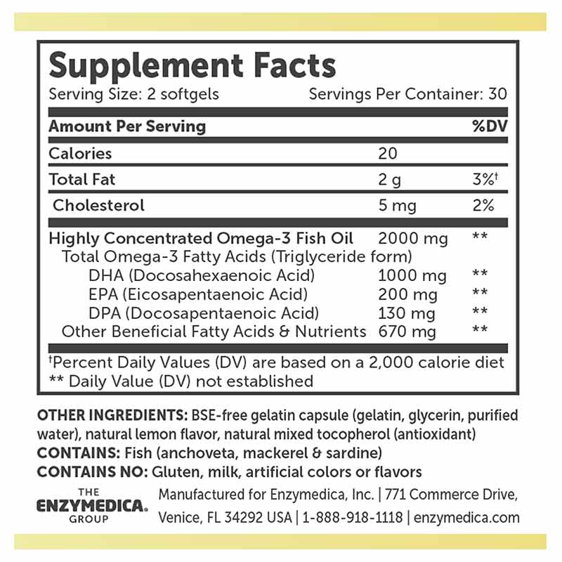 Aqua Biome Fish Oil Maximum Strength, 60 Softgels, by Enzymedica, image #2