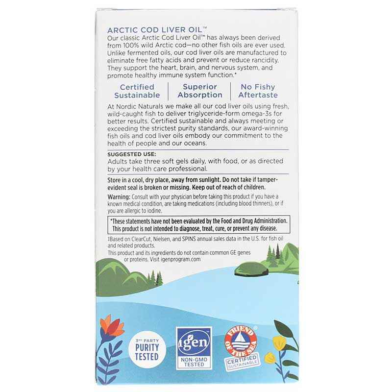 Arctic Cod Liver Oil Softgels, 180 Softgels, by Nordic Naturals, image #3