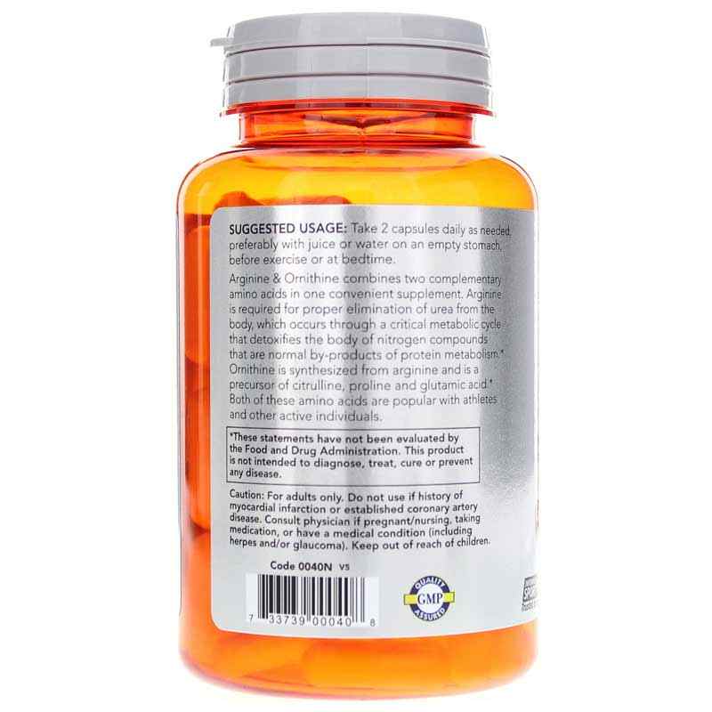 Arginine & Ornithine, 100 Capsules, by NOW Foods, image #3