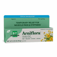 Arniflora Arnica Gel 2.75 oz tube with green and blue packaging labeled for temporary muscle pain and stiffness relief.