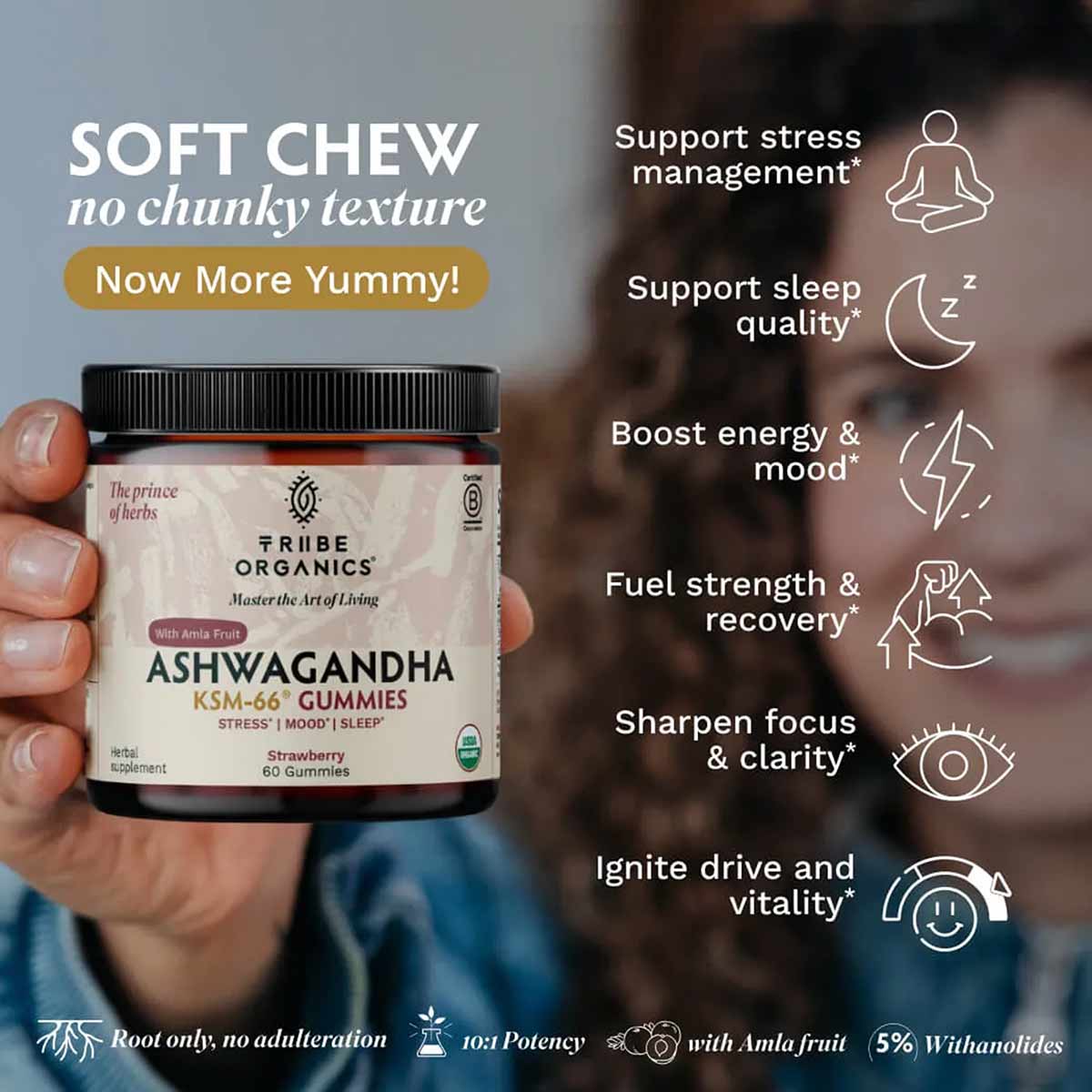 Ashwagandha KSM-66 Gummies, 60 Gummies, by Tribe Organics