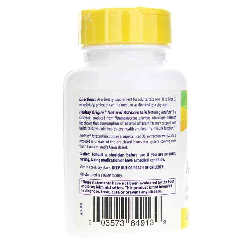 Astaxanthin 4 Mg, 60 Softgels, by Healthy Origins, image #3