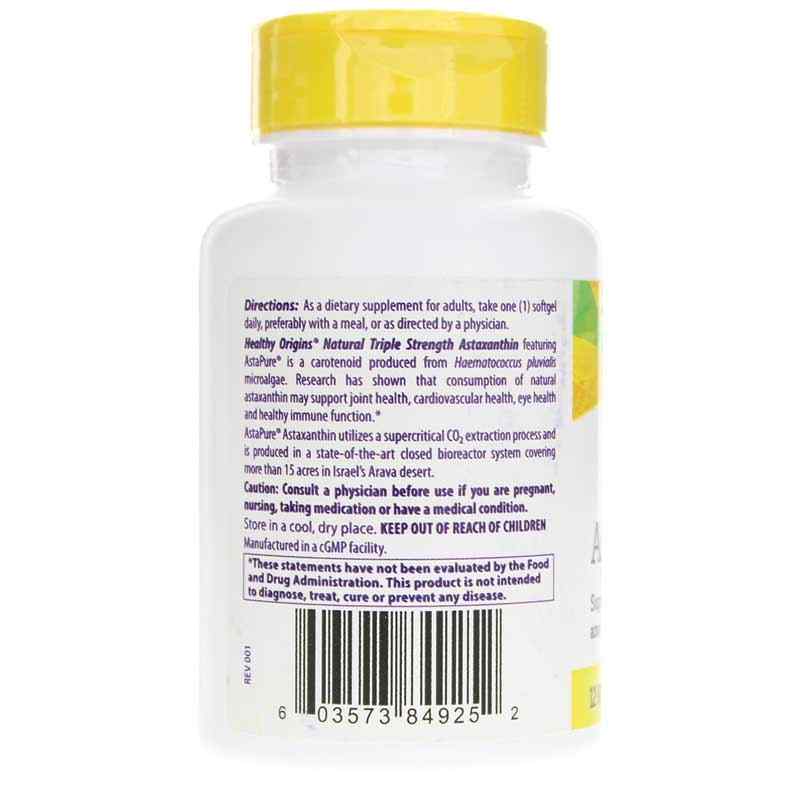 Astaxanthin Triple Strength 12 Mg, 60 Softgels, by Healthy Origins, image #3