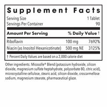 Supplement Facts label for ATP Cofactors showing serving size of 1 tablet, 90 servings per container, with Riboflavin and Nia