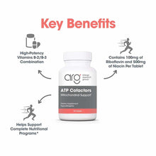 White bottle of ATP Cofactors by Allergy Research Group with gray and coral label, containing 90 tablets.
