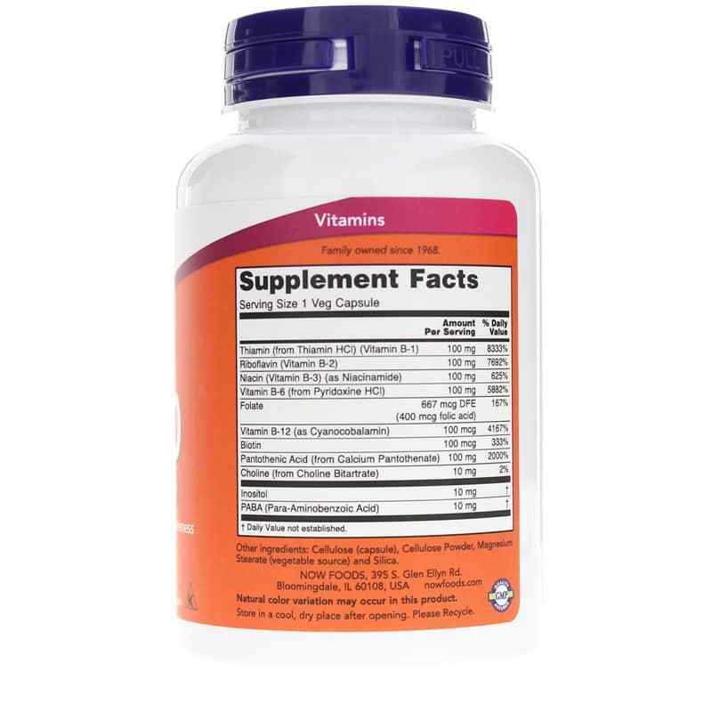 B-100, 100 Veg Capsules, by NOW Foods, image #2
