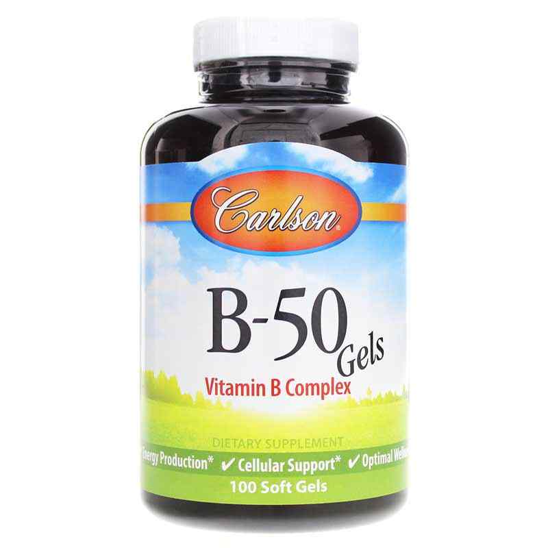 B-50 Gels Vitamin B Complex, 100 Softgels, by Carlson Labs