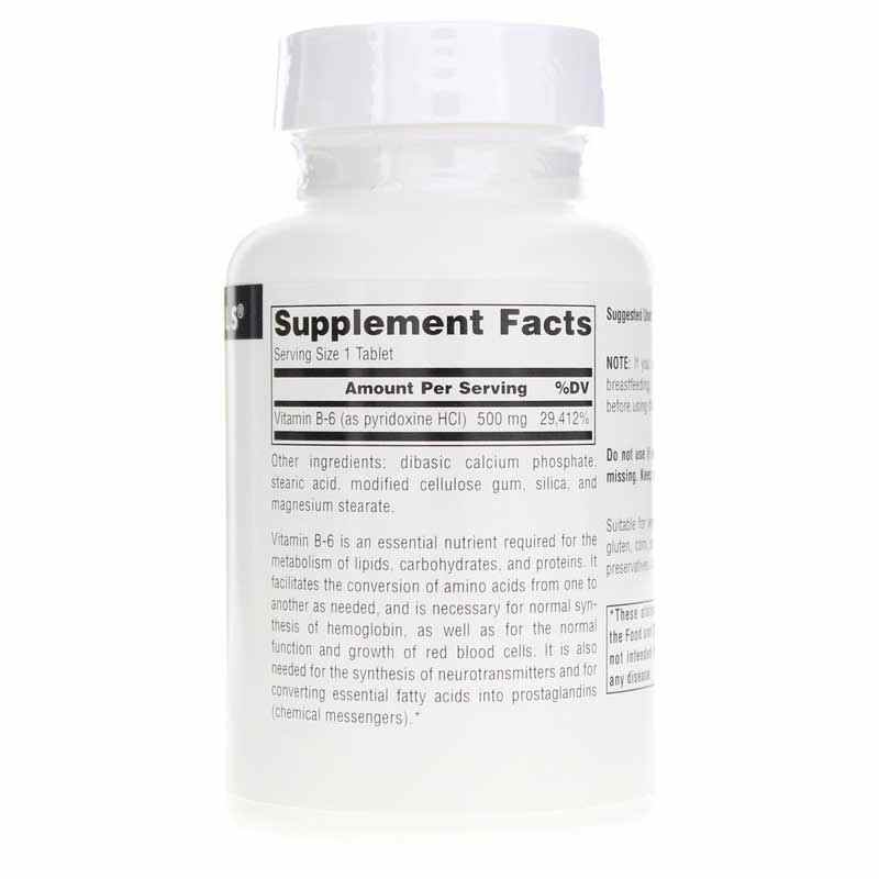 B-6 500 Mg, 100 Tablets, by Source Naturals, image #2