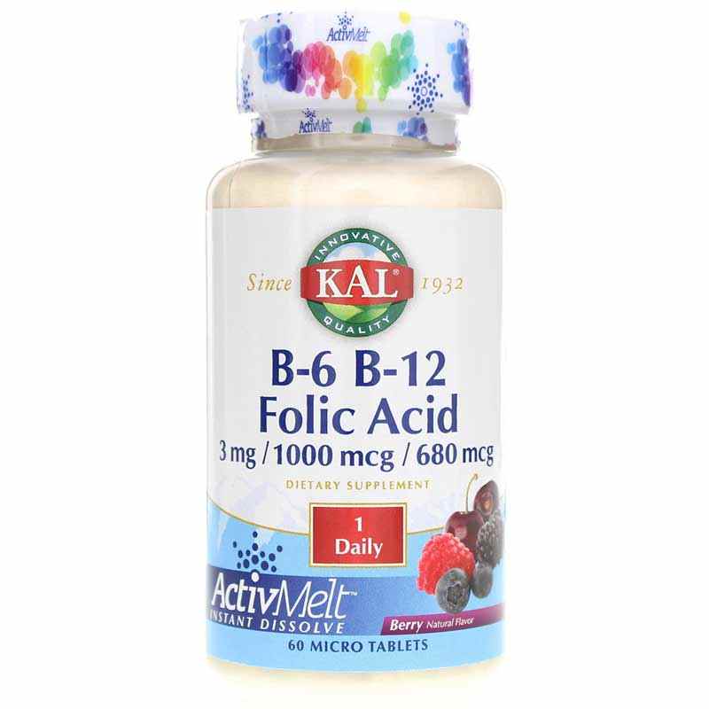 B-6 B-12 Folic Acid ActivMelt, by Kal