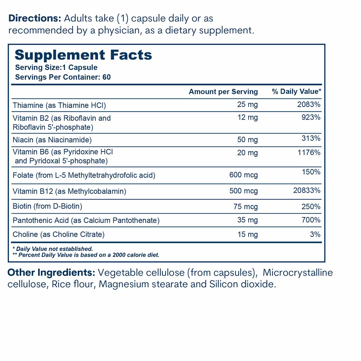 B-Complex Bottle 60 Capsules, by Core Med Science