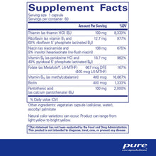 Supplement Facts label for B-Complex Plus showing serving size, ingredient amounts, and daily value percentages.