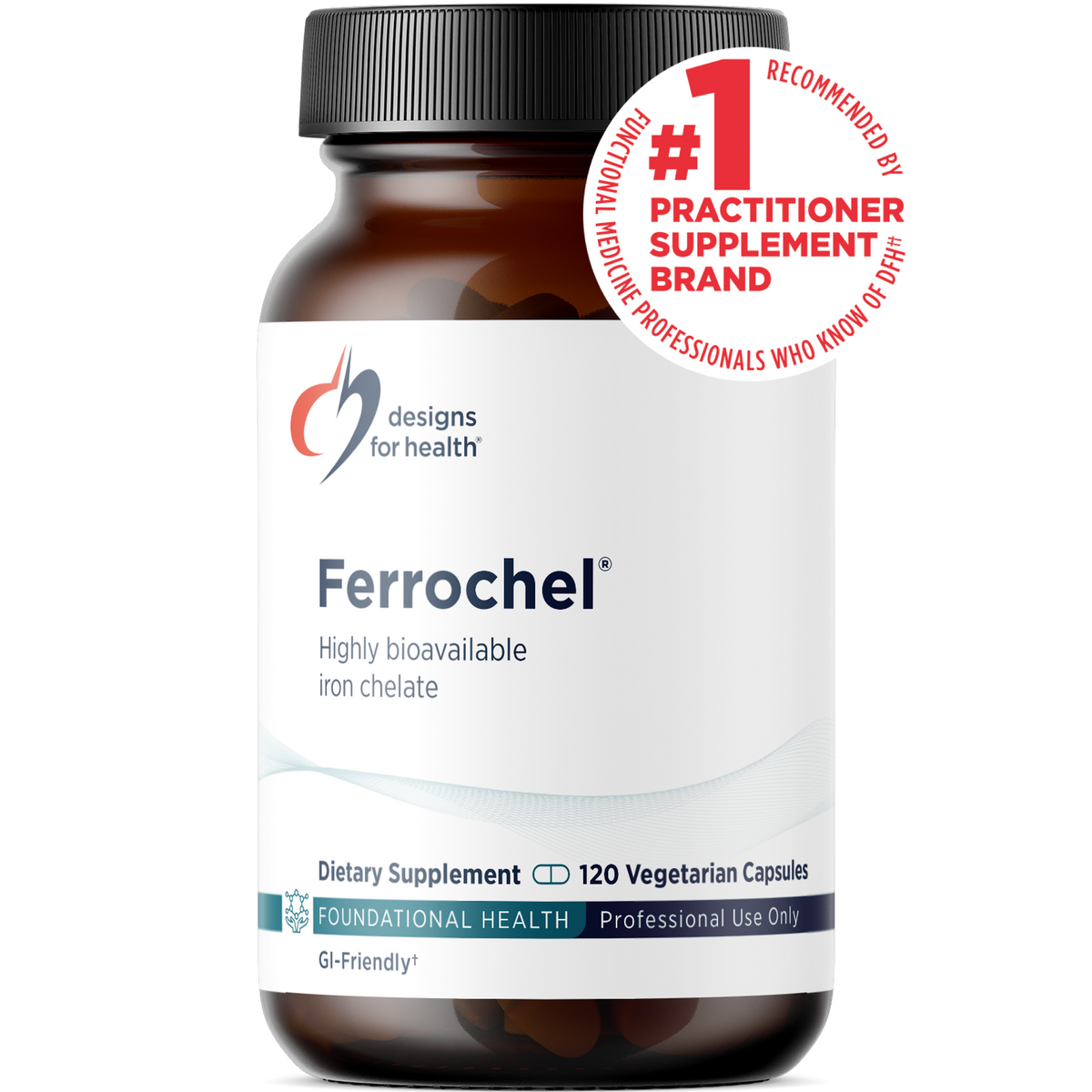 Ferrochel Iron Chelate, 120 Veg Capsules, by Designs For Health
