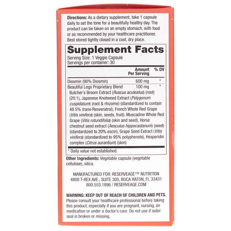 Beautiful Legs with Diosmin & Butchers Broom, by Reserveage Nutrition, image #2