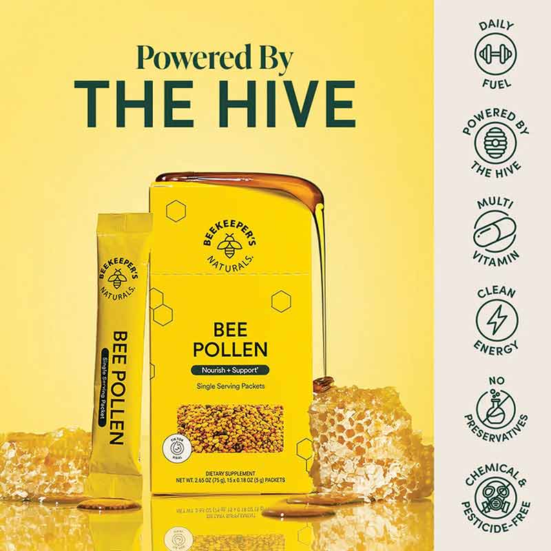 Bee Pollen Stick Packets, 15 Packets, by Beekeeper's Naturals, image #2