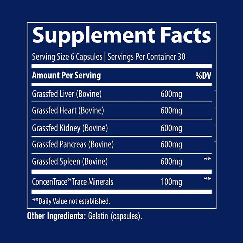 Beef Organs (Grass-Fed) 500 Mg, 180 Capsules, by Trace Minerals Research, image #2