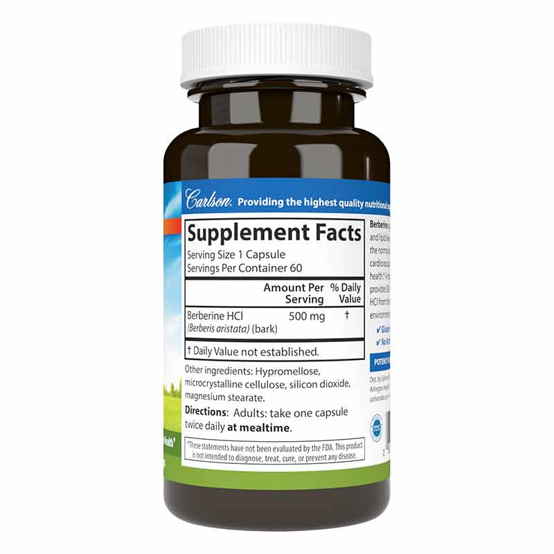 Berberine 500 Mg, 60 Veg Capsules, by Carlson Labs, image #2